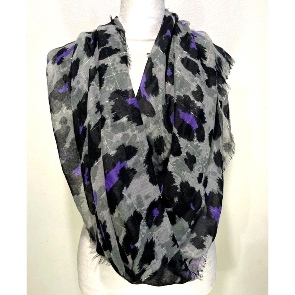 Danna Duchman scarf black putple animal print grunge casual women one size